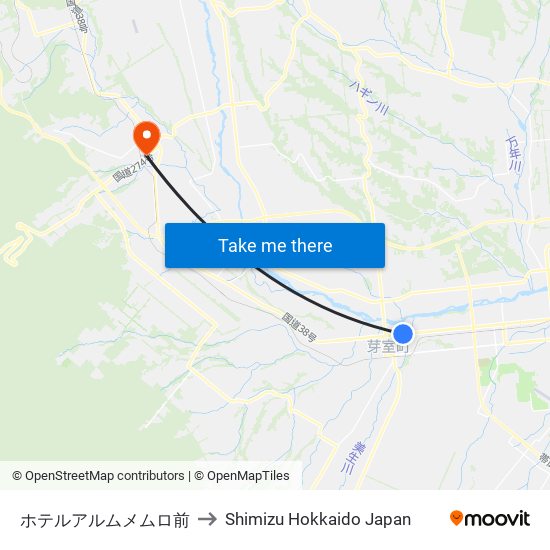 ホテルアルムメムロ前 to Shimizu Hokkaido Japan map