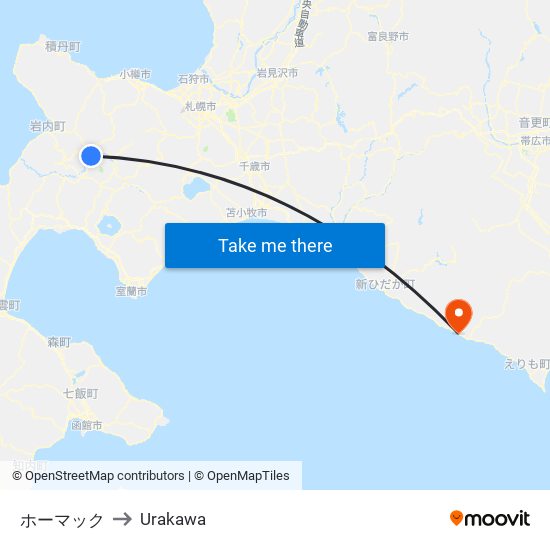 ホーマック to Urakawa map