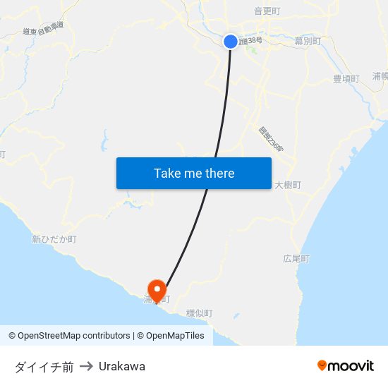 ダイイチ前 to Urakawa map