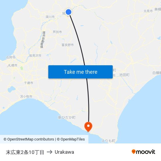 末広東2条10丁目 to Urakawa map