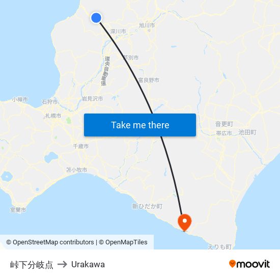 峠下分岐点 to Urakawa map