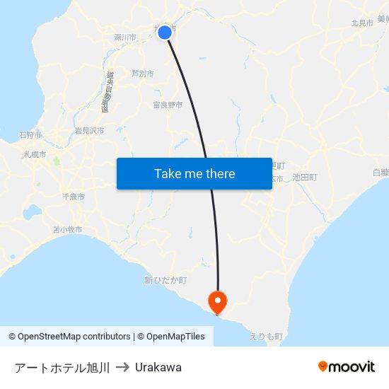 アートホテル旭川 to Urakawa map