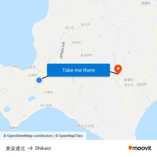 東栄通北 to Shikaoi map