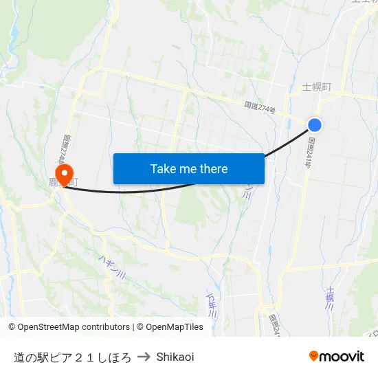 Michi-no-Eki Pier 21 Shihoro to Shikaoi map