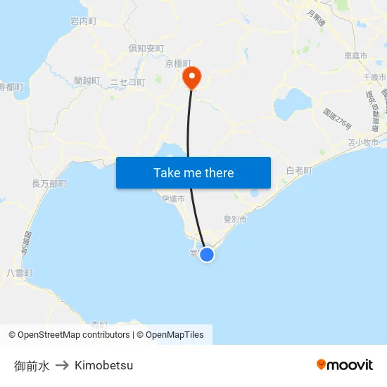 Gozensuii to Kimobetsu map