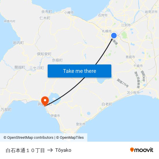 白石本通１０丁目 to Tōyako map