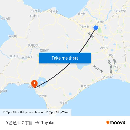 ３番通１７丁目 to Tōyako map