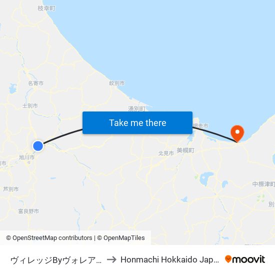 ヴィレッジByヴォレアス to Honmachi Hokkaido Japan map