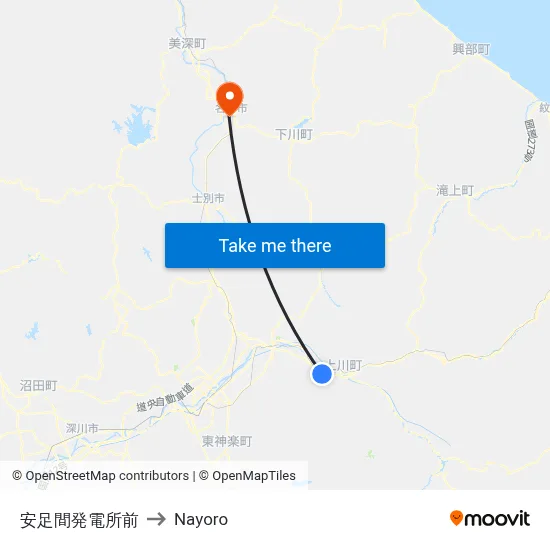 Asashima Power Plant to Nayoro map