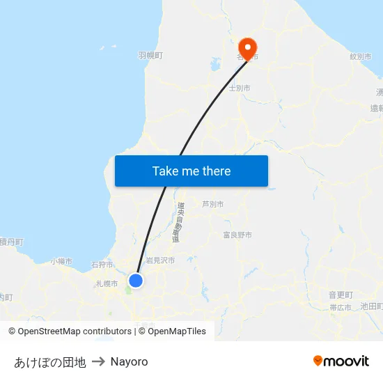 Akebono Housing Complex to Nayoro map