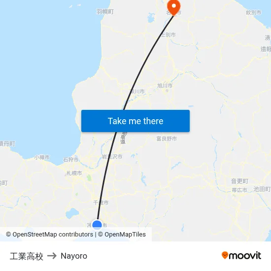 Technical High School to Nayoro map