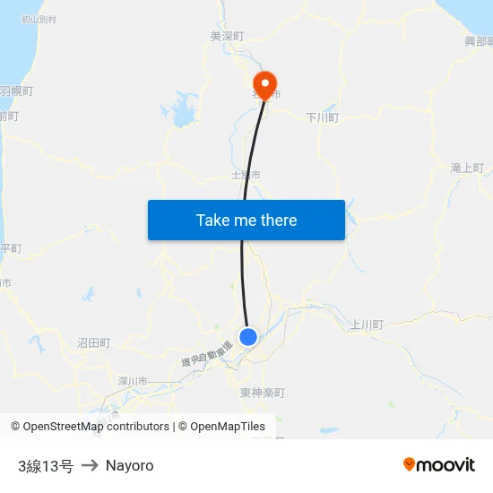 3-sen 13-go to Nayoro map