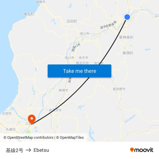 基線2号 to Ebetsu map