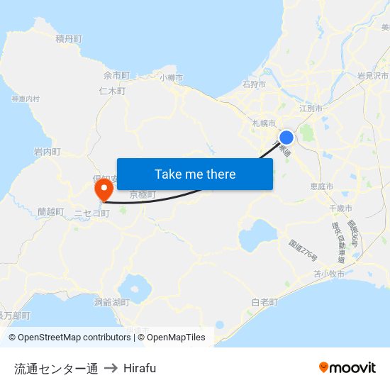 流通センター通 to Hirafu map