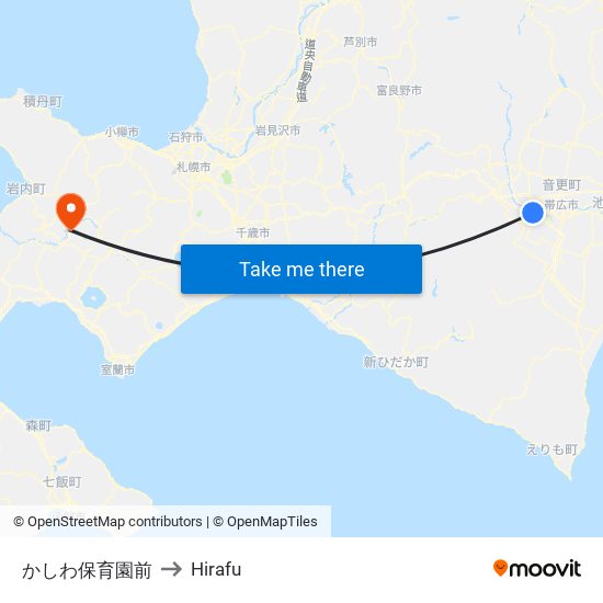 かしわ保育園前 to Hirafu map