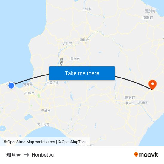 潮見台 to Honbetsu map