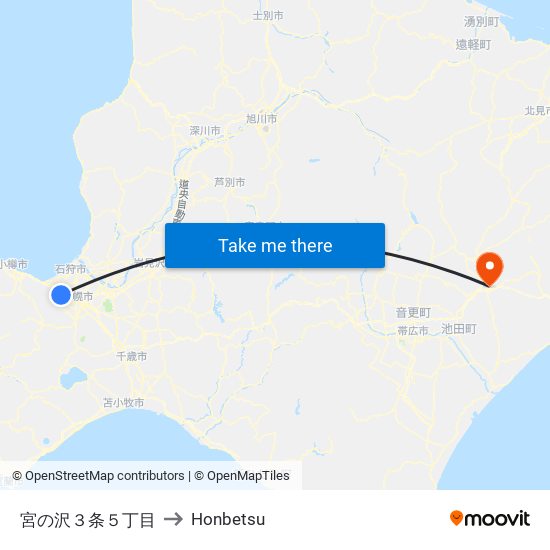 宮の沢３条５丁目 to Honbetsu map