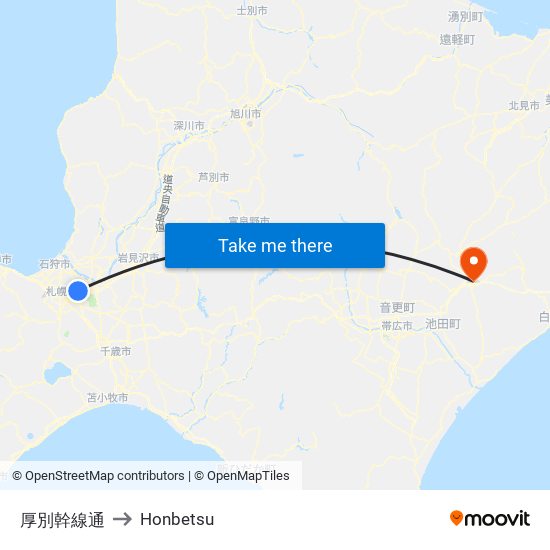 厚別幹線通 to Honbetsu map