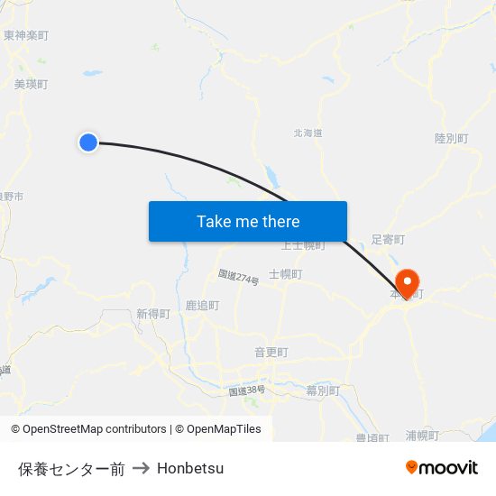 保養センター前 to Honbetsu map