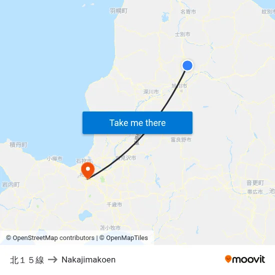North 15 Line to Nakajima Park map