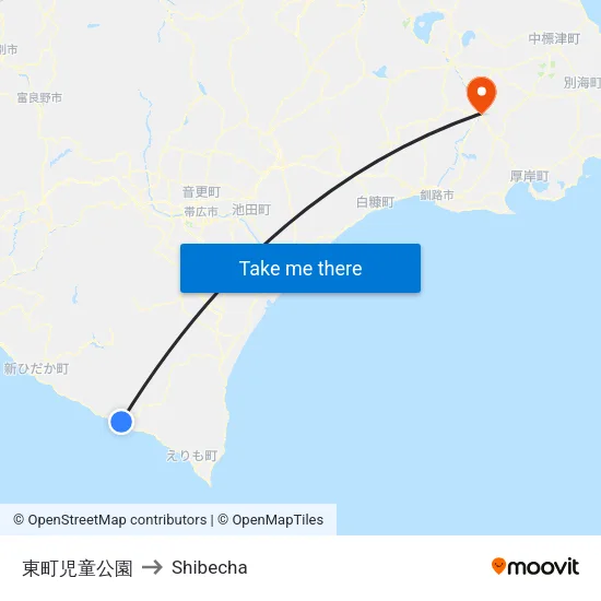 Higashimachi Children's Park to Shibecha map