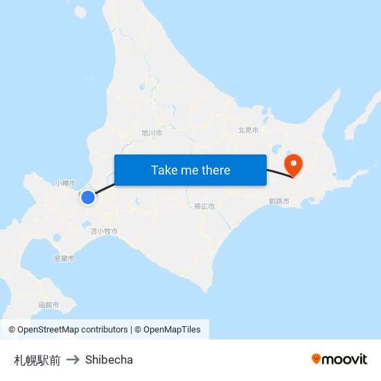 札幌駅前 to Shibecha map