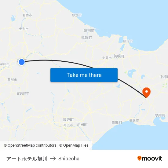 アートホテル旭川 to Shibecha map