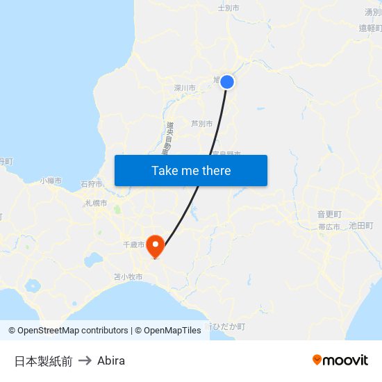 日本製紙前 to Abira map