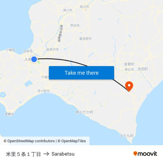 米里５条１丁目 to Sarabetsu map