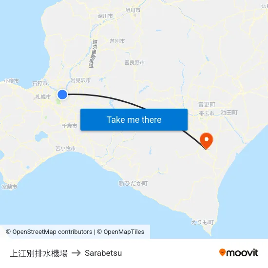 Kamieebetsu Drainage Station to Sarabetsu map