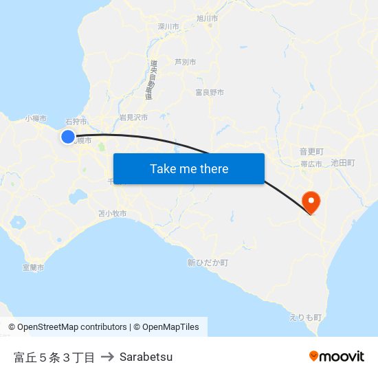 富丘５条３丁目 to Sarabetsu map