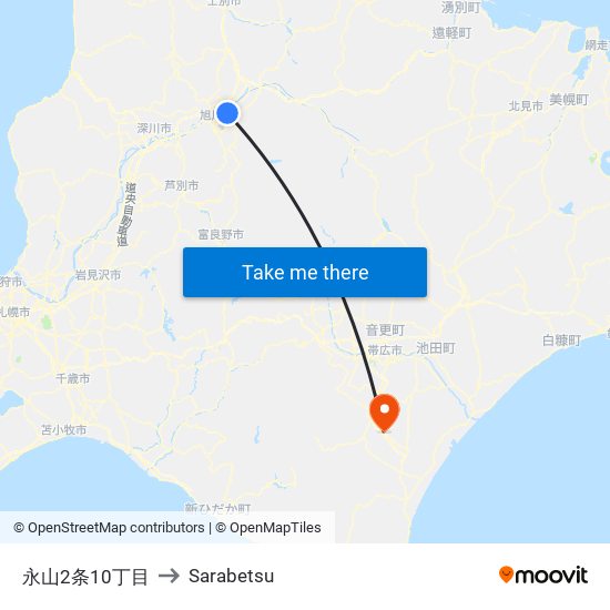 永山2条10丁目 to Sarabetsu map