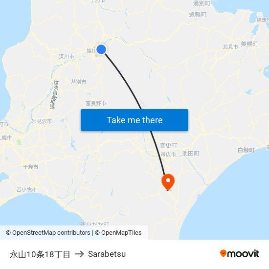 永山10条18丁目 to Sarabetsu map