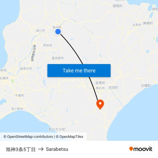 旭神3条5丁目 to Sarabetsu map
