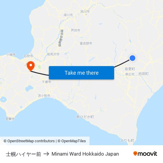 士幌ハイヤー前 to Minami Ward Hokkaido Japan map