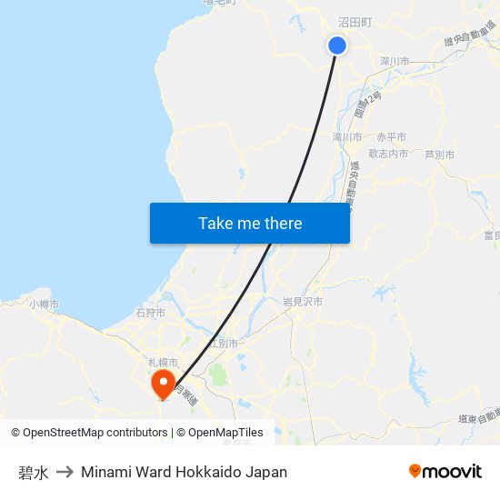 碧水 to Minami Ward Hokkaido Japan map