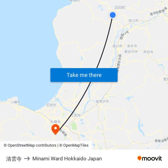 清雲寺 to Minami Ward Hokkaido Japan map