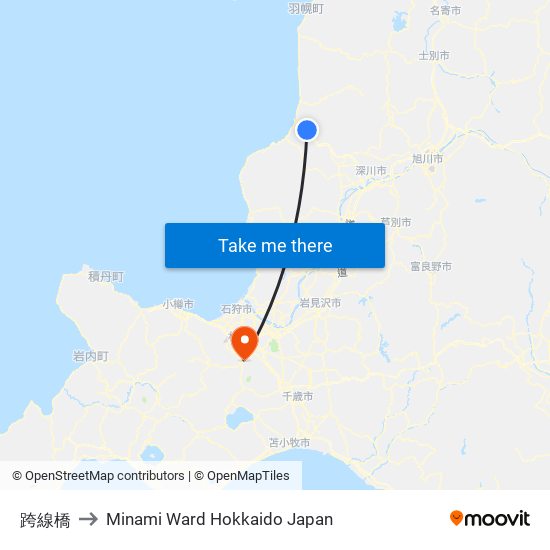 跨線橋 to Minami Ward Hokkaido Japan map