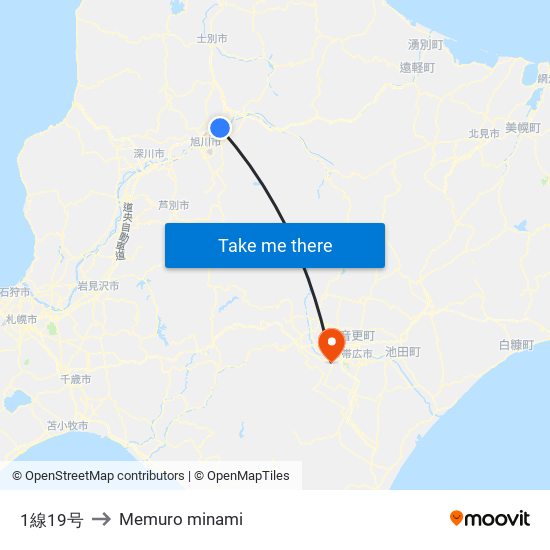 1線19号 to Memuro minami map