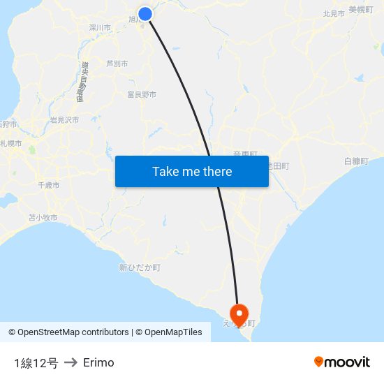 1線12号 to Erimo map