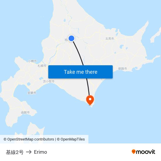 基線2号 to Erimo map