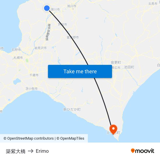 築紫大橋 to Erimo map