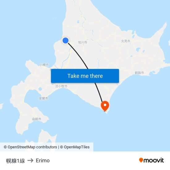 幌糠1線 to Erimo map