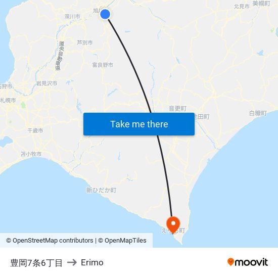 豊岡7条6丁目 to Erimo map