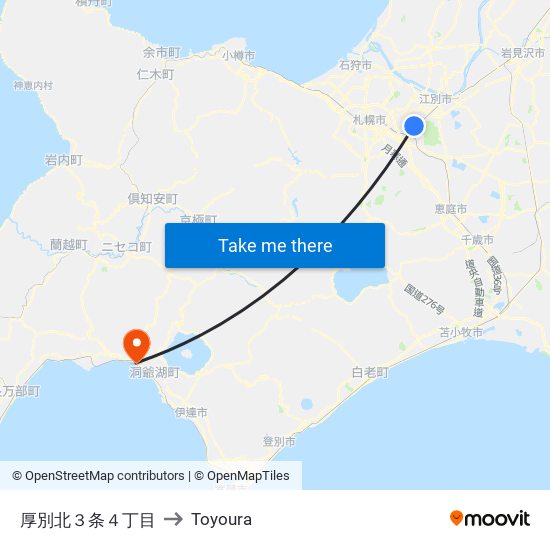 厚別北３条４丁目 to Toyoura map