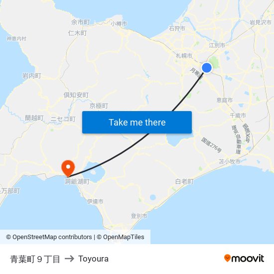 青葉町９丁目 to Toyoura map