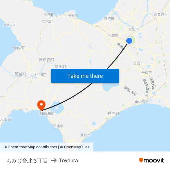 もみじ台北３丁目 to Toyoura map