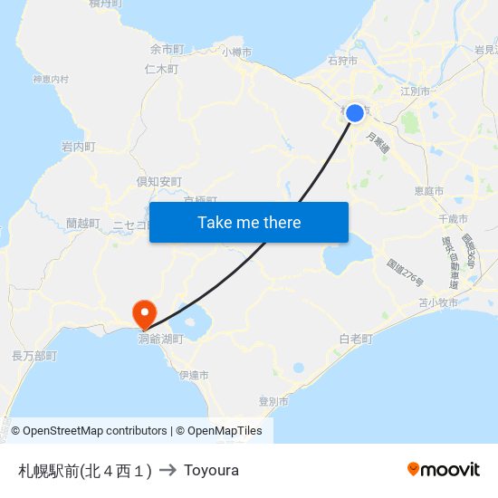 札幌駅前(北４西１) to Toyoura map