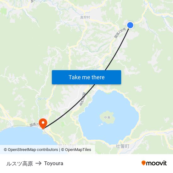 ルスツ高原 to Toyoura map