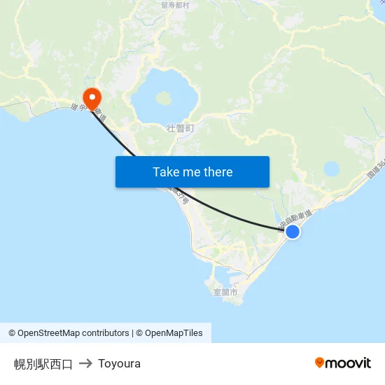 Horobetsu Station West Exit to Toyoura map